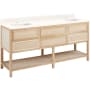 Signature Hardware Robertson 72" Freestanding Mahogany Double Basin Vanity Set with Cabinet, Vanity Top, and Rectangular Undermount Sinks - Single Faucet Holes Unfinished / Artic White