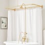 Signature Hardware English Rim Mount Tub and Shower Conversion Kit with Tub Faucet, Shower Head, Hand Shower, and 60" x 27" D-Shaped Shower Ring Brushed Gold