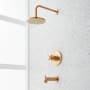 Signature Hardware Vassor Pressure Balanced Tub and Shower Package with Rainfall Shower Head and Tub Spout - Accufit Rough-In Valve Included Brushed Gold