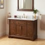 Signature Hardware Claudia 48" Mahogany Single Basin Vanity Set with Cabinet, Vanity Top, and Rectangular Undermount Sink - 8" Faucet Holes Antique Coffee / Carrara Marble