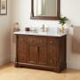 Signature Hardware Claudia 48" Mahogany Single Basin Vanity Set with Cabinet, Vanity Top, and Rectangular Undermount Sink - Single Faucet Hole Antique Coffee / Carrara Marble