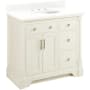 Signature Hardware Claudia 36" Mahogany Single Basin Vanity Set with Cabinet, Vanity Top, and Oval Undermount Sink - 8" Faucet Holes White / Feathered White