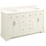 Signature Hardware Claudia 60" Mahogany Double Basin Vanity Set with Cabinet, Vanity Top, and Oval Undermount Sinks - 8" Faucet Holes White / Arctic White