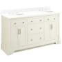 Signature Hardware Claudia 60" Mahogany Double Basin Vanity Set with Cabinet, Vanity Top, and Oval Undermount Sinks - 8" Faucet Holes White / Feathered White