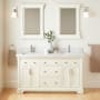 Signature Hardware Claudia 60" Mahogany Double Basin Vanity Set with Cabinet, Vanity Top, and Rectangular Undermount Sinks - Single Faucet Holes White / Carrara Marble