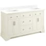 Signature Hardware Claudia 60" Mahogany Double Basin Vanity Set with Cabinet, Vanity Top, and Rectangular Undermount Sinks - Single Faucet Holes White / Feathered White