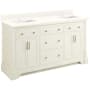 Signature Hardware Claudia 60" Mahogany Double Basin Vanity Set with Cabinet, Vanity Top, and Rectangular Undermount Sinks - Single Faucet Holes White / Arctic White