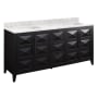 Signature Hardware Holmesdale 72" Freestanding Mahogany Double Basin Vanity Set with Cabinet, Vanity Top, and Rectangular Undermount Sink - No Faucet Holes Black / Carrara Marble