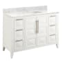 Signature Hardware Holmesdale 48" Freestanding Mahogany Single Basin Vanity Set with Cabinet, Vanity Top, and Rectangular Undermount Sink - Single Faucet Hole Bright White / Carrara Marble