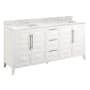 Signature Hardware Holmesdale 72" Double Vanity Set with Mahogany Cabinet, Quartz Vanity Top, and Rectangular Sinks - 1-1/2" Faucet Holes Bright White / Carrara Marble
