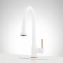 Signature Hardware Ridgeway 1.8 GPM Single Handle Pull-Down Kitchen Faucet with Deck Plate Matte White / Brushed Gold