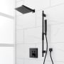 Signature Hardware Hibiscus Simple Select Pressure Balanced Shower System with Rainfall Shower Head, Hand Shower, Slide Bar, Shower Arm, Hose, and Valve Trim - Rough-In Valve Included Matte Black