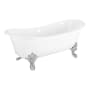 Signature Hardware Lena 67" Free Standing Cast Iron Clawfoot Soaking Tub, Drain Included White / Chrome / Chrome Drain