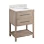 Signature Hardware Robertson 24" Freestanding Mahogany Single Basin Vanity Set with Cabinet, Vanity Top, and Rectangular Undermount Sink - No Faucet Holes Brushed White / Carrara Marble