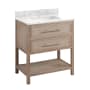 Signature Hardware Robertson 30" Freestanding Mahogany Single Basin Vanity Set with Cabinet, Vanity Top, and Rectangular Undermount Sink - Single Faucet Hole Brushed White / Carrara Marble
