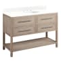 Signature Hardware Robertson 48" Freestanding Mahogany Single Basin Vanity Set with Cabinet, Vanity Top, and Oval Undermount Sink - 8" Faucet Holes Brushed White / Feathered White