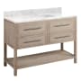 Signature Hardware Robertson 48" Freestanding Mahogany Single Basin Vanity Set with Cabinet, Vanity Top, and Rectangular Undermount Sink - Single Faucet Hole Brushed White / Carrara Marble