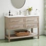 Signature Hardware Robertson 48" Freestanding Mahogany Single Basin Vanity Set with Cabinet, Vanity Top, and Rectangular Undermount Sink - Single Faucet Hole Brushed White / Arctic White