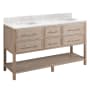 Signature Hardware Robertson 60" Freestanding Mahogany Double Basin Vanity Set with Cabinet, Vanity Top, and Rectangular Undermount Sinks - Single Faucet Holes Brushed White / Carrara Marble