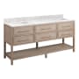 Signature Hardware Robertson 72" Freestanding Mahogany Double Basin Vanity Set with Cabinet, Vanity Top, and Rectangular Undermount Sinks - Single Faucet Holes Brushed White / Carrara Marble