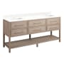 Signature Hardware Robertson 72" Freestanding Mahogany Double Basin Vanity Set with Cabinet, Vanity Top, and Rectangular Undermount Sinks - Single Faucet Holes Brushed White / Feathered White