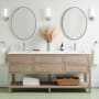 Signature Hardware Robertson 72" Freestanding Mahogany Double Basin Vanity Set with Cabinet, Vanity Top, and Rectangular Undermount Sinks - Single Faucet Holes Brushed White / Arctic White