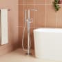 Signature Hardware Drea Floor Mounted Tub Filler with Built-In Diverter - Includes Hand Shower Chrome