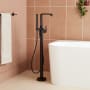 Signature Hardware Drea Floor Mounted Tub Filler with Built-In Diverter - Includes Hand Shower Matte Black