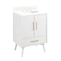 Signature Hardware Novak 24" Freestanding Mahogany Single Basin Vanity Set with Cabinet, Vanity Top, and Oval Undermount Sink - 8" Faucet Holes Bright White / Feathered White