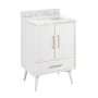 Signature Hardware Novak 24" Freestanding Mahogany Single Basin Vanity Set with Cabinet, Vanity Top, and Rectangular Undermount Sink - No Faucet Holes Bright White / Carrara Marble