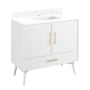 Signature Hardware Novak 36" Freestanding Mahogany Single Basin Vanity Set with Cabinet, Vanity Top, and Rectangular Undermount Sink - Single Faucet Hole Bright White / Feathered White