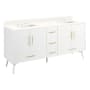 Signature Hardware Novak 72" Freestanding Mahogany Double Basin Vanity Set with Cabinet, Vanity Top, and Rectangular Undermount Sinks - 8" Faucet Holes Bright White / Arctic White