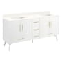 Signature Hardware Novak 72" Freestanding Mahogany Double Basin Vanity Set with Cabinet, Vanity Top, and Rectangular Undermount Sinks - Single Faucet Holes Bright White / Arctic White