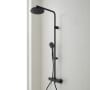 Signature Hardware Hollybrook Thermostatic Exposed Pipe Shower System with Rainfall Shower Head, Multifunction Hand Shower, and Hose Matte Black