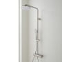 Signature Hardware Hollybrook Thermostatic Exposed Pipe Shower System with Rainfall Shower Head, Multifunction Hand Shower, and Hose Brushed Nickel