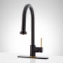 Signature Hardware Ridgeway 1.8 GPM Single Handle Pull-Down Kitchen Faucet with Deck Plate Matte Black / Brushed Gold