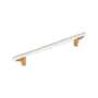 Signature Hardware Anberlin 12 Inch Center to Center Appliance Pull - Matte White Handle Brushed Gold