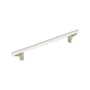 Signature Hardware Anberlin 12 Inch Center to Center Appliance Pull - Matte White Handle Golden Champagne