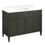 Signature Hardware Elmdale 48" Freestanding Mahogany Single Basin Vanity Set with Cabinet, Vanity Top, and Rectangular Undermount Sink - Single Faucet Hole Dark Olive Green / Feathered White