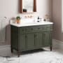Signature Hardware Elmdale 48" Freestanding Mahogany Single Basin Vanity Set with Cabinet, Vanity Top, and Rectangular Undermount Sink - No Faucet Holes Dark Olive Green / Arctic White