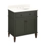 Signature Hardware Elmdale 30" Freestanding Mahogany Single Basin Vanity Set with Cabinet, Vanity Top, and Oval Undermount Sink - 8" Faucet Holes Dark Olive Green / Arctic White