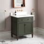 Signature Hardware Elmdale 30" Freestanding Mahogany Single Basin Vanity Set with Cabinet, Vanity Top, and Rectangular Undermount Sink - No Faucet Holes Dark Olive Green / Arctic White