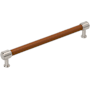 Signature Hardware Lazzara 12 Inch Center to Center Cognac Leather Appliance Pull Satin Nickel