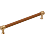 Signature Hardware Lazzara 12 Inch Center to Center Cognac Leather Appliance Pull Brushed Gold