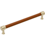 Signature Hardware Lazzara 12 Inch Center to Center Cognac Leather Appliance Pull Golden Champagne