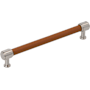 Signature Hardware Lazzara 7-9/16 Inch Center to Center Cognac Leather Bar Cabinet Pull Satin Nickel