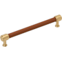 Signature Hardware Lazzara 7-9/16 Inch Center to Center Cognac Leather Bar Cabinet Pull Champagne Bronze