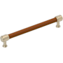 Signature Hardware Lazzara 7-9/16 Inch Center to Center Cognac Leather Bar Cabinet Pull Golden Champagne