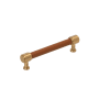 Signature Hardware Lazzara 5-1/16 Inch Center to Center Cognac Leather Bar Cabinet Pull Brushed Gold