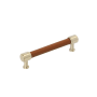 Signature Hardware Lazzara 5-1/16 Inch Center to Center Cognac Leather Bar Cabinet Pull Golden Champagne